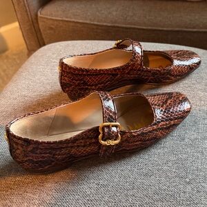 Sam Edelman Michaela brown snake print Mary Jane flats